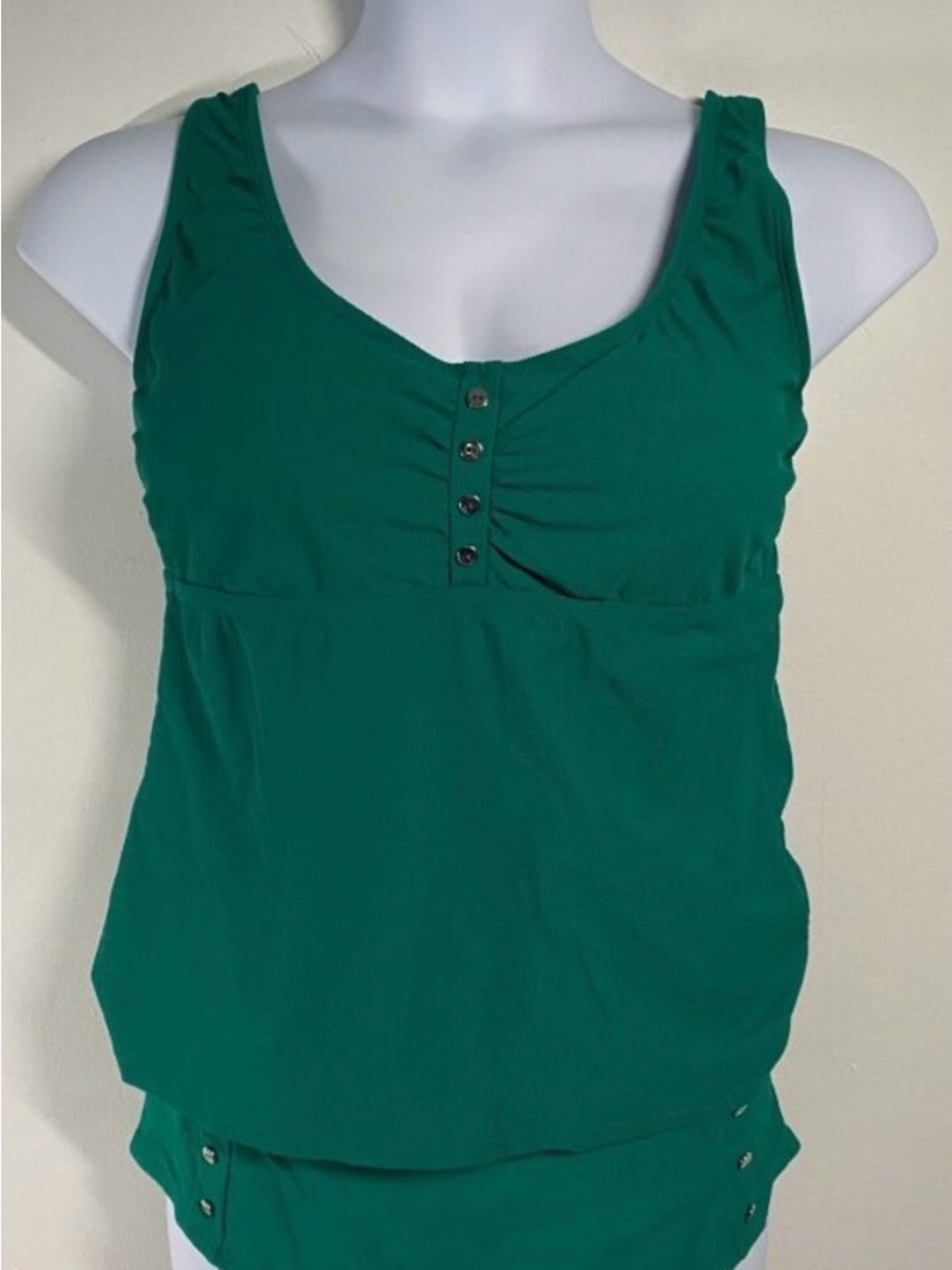 Green Womens Tankini Swimsuit With Adjustable Straps & Button Details Size xl